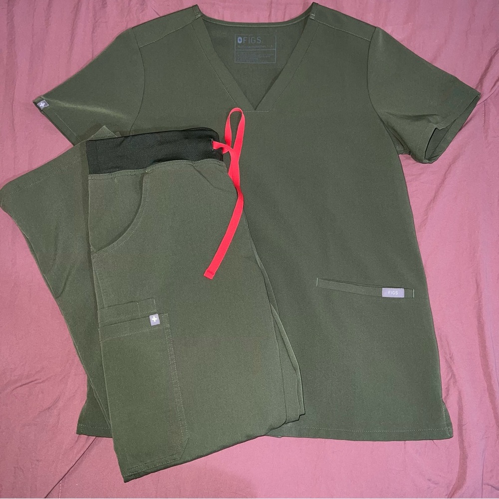 Olive Green FIGS Scrub Set